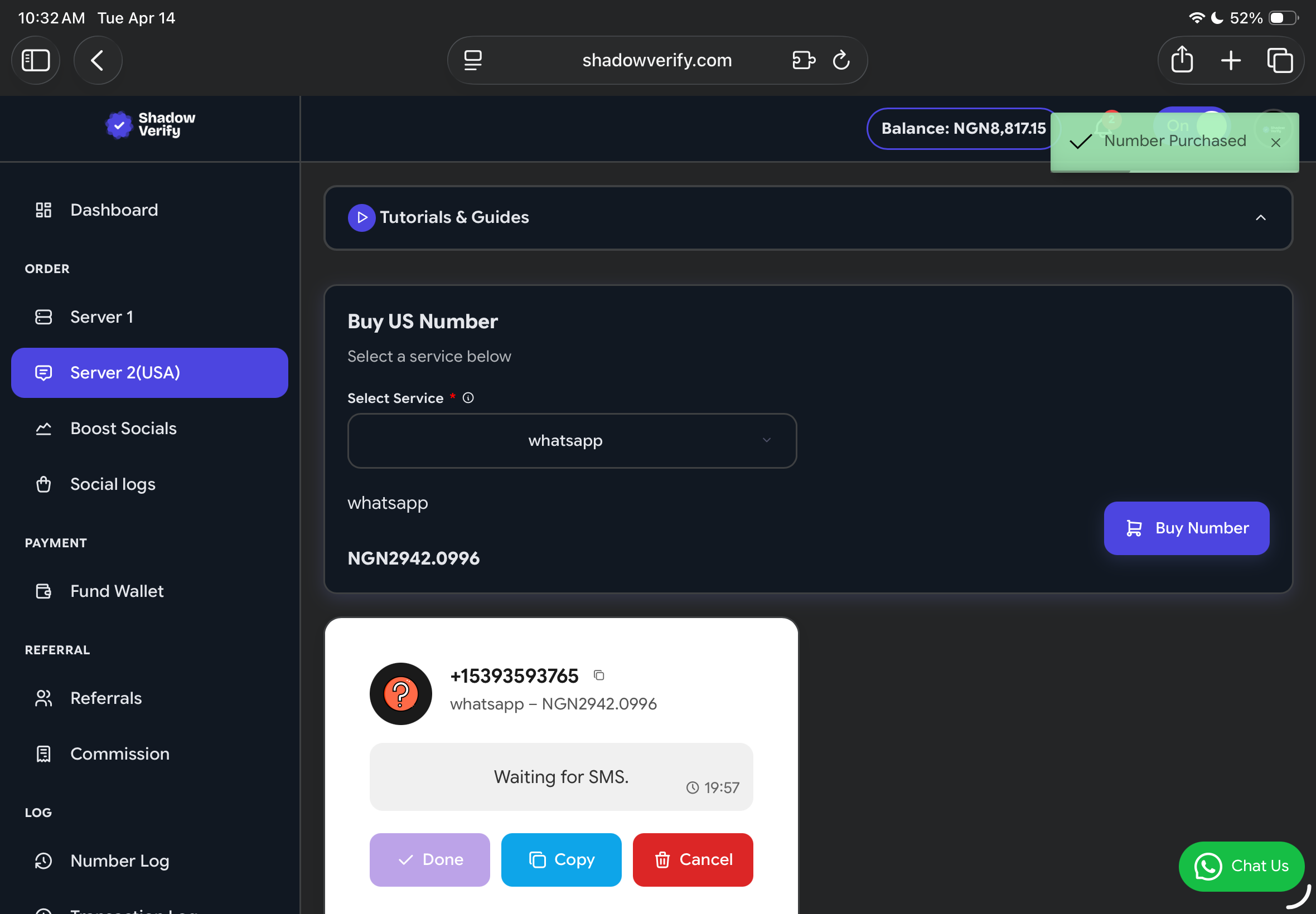 Hero image: virtual number and OTP verification dashboard